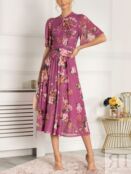 Платье миди из сетки с цветочным принтом Jolie Moi Danika, фиолетовое