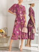 Платье миди из сетки с цветочным принтом Jolie Moi Danika, фиолетовое