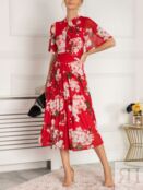 Платье миди из сетки с цветочным принтом Jolie Moi Danika, красное