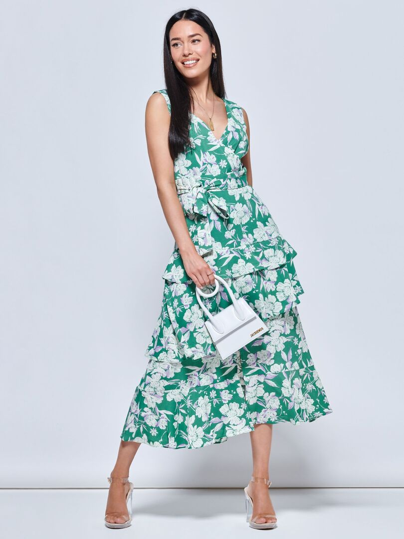 Платье без рукавов с цветочным принтом Jolie Moi Della, зеленое