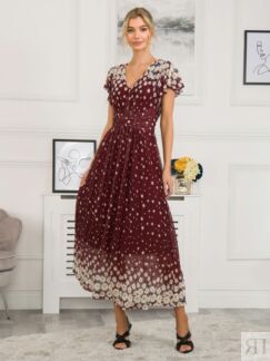 Платье макси с цветочным принтом Jolie Moi Mally, бордовое