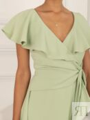 Платье миди с глубоким вырезом и оборками Jolie Moi Racele, зеленое