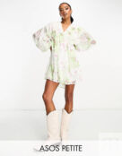 Платье макси с блузками и рукавами-трапециями ASOS DESIGN Petite из смешанн