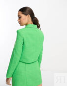 Зеленый твидовый пиджак на пуговицах Only Petite