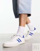 Белые кожаные кроссовки с логотипом в синюю полоску Polo Ralph Lauren