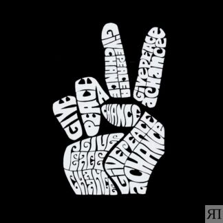 Peace Fingers — мужской свитшот с круглым вырезом с рисунком Word Art LA Po