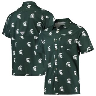 Мужская рубашка на пуговицах Columbia Green Michigan State Spartans Super S