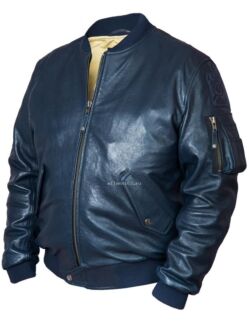 Кожаная куртка мужская бомбер MA1 Tom Cat navy blue