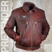 Кожаная куртка мужская бордово-коричневая LUFTWAFFE в винтажном стиле