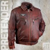 Кожаная куртка мужская бордово-коричневая LUFTWAFFE в винтажном стиле