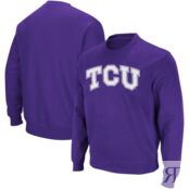 Мужской фиолетовый свитшот с круглым вырезом TCU Horned Frogs Arch & Logo C