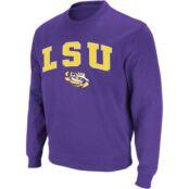 Мужской фиолетовый свитшот с круглым вырезом LSU Tigers Arch & Logo Colosse