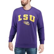 Мужской фиолетовый свитшот с круглым вырезом LSU Tigers Arch & Logo Colosse