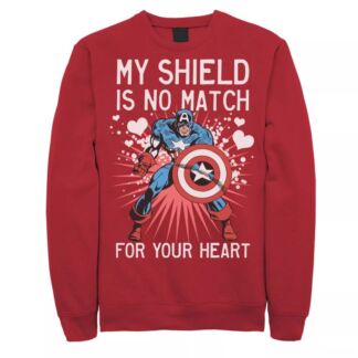 Мужской флисовый пуловер с рисунком Капитана Америки и щитом в форме сердца