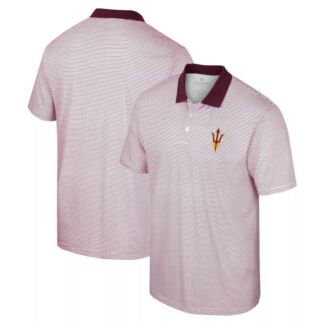 Мужская рубашка-поло в полоску с принтом Sun Devils белого/бордового цвета