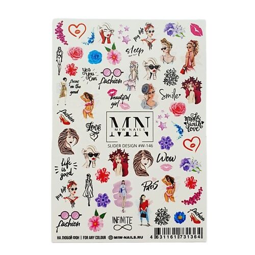 MIW NAILS Слайдеры для ногтей на любой фон Девушки модели