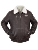 Куртка кожаная мужская меховая кёрли Iconic арт 032 коричневая