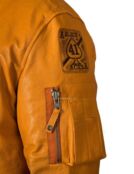 Куртка кожаная бомбер оранжевая ВMС США TomCat