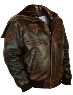 Лётная куртка мужская с капюшоном TopGun Harrier темно-коричневая