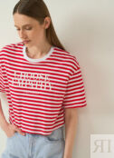 Укороченная футболка с принтом, Красный O`Stin