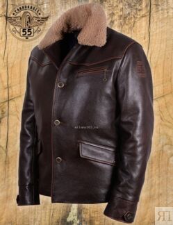 Куртка кожаная мужская на пуговицах Falcon M10