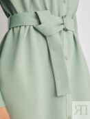 Платье-рубашка из вельвета на кнопках с поясом zolla