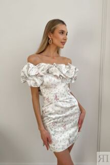 Платье-мини со сборкой "Безе" и цветочным принтом Post Meridiem