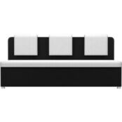 Кухонный прямой диван АртМебель Маккон 3-х местный экокожа белый/черный