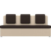 Кухонный прямой диван АртМебель Маккон 3-х местный экокожа коричневый/бежев