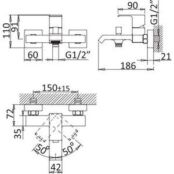 Смеситель для ванны Cezares Porta (PORTA-VM-01)