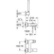 Смеситель для ванны Grohe Eurocube с душевым гарнитуром (23141000) 23141000 фото 2