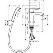 Смеситель для раковины Hansgrohe Metris с гигиеническим душем, хром (312850 HG31285000 фото 2