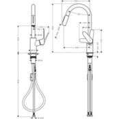 Смеситель для кухни Hansgrohe Focus с выдвижной лейкой, черный матовый (318 HG31815670 фото 2