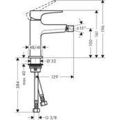 Смеситель для биде Hansgrohe Metropol с донным клапаном, черный матовый (32