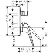 Смеситель для ванны Hansgrohe Novus для механизма 01800180, хром (71046000) HG71046000 фото 2