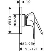 Смеситель для душа Hansgrohe Rebris E с механизмом, хром (72658000) HG72658000 фото 2