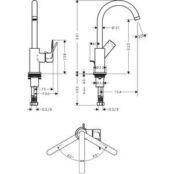 Смеситель для раковины Hansgrohe Rebris E с донным клапаном, матовый черный HG72576670 фото 2