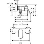 Смеситель для душа Hansgrohe Rebris S матовый черный (72640670) HG72640670 фото 2