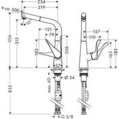 Смеситель для кухни Hansgrohe Metris выдвижной излив, нержавеющая сталь (14 HG14821800 фото 2