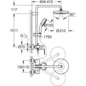 Душевая система Grohe Tempesta Cosmopolitan System со смесителем, хром (262