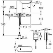 Смеситель для раковины Grohe BauCosmo E, питание от сети (36453000) 36453000 фото 2