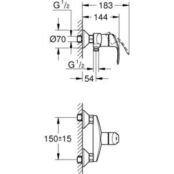 Смеситель для душа Grohe Eurosmart New с душевым гарнитуром, хром (33555002 33555002 + 26083002 фото 2