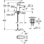 Смеситель для раковины Grohe Eurosmart с донным клапаном, хром (23968003) 23968003 фото 2