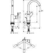 Смеситель для раковины Hansgrohe Rebris S с донным клапаном, матовый черный HG72536670 фото 2