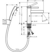 Смеситель для раковины Hansgrohe Finoris с гигиенической лейкой и донным кл 76210000 фото 2