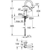 Смеситель для раковины Grohe Eurosmart с цепочкой, хром (23743003) 23743003 фото 2