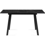 Деревянный стол Woodville Агни 110(140)х68х76 мрамор черный / черный матовы