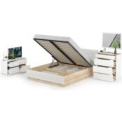 Комплект мебели Моби Муссон с зеркалом, цвет белый/чёрный/дуб эндгрейн элег