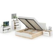 Комплект мебели Моби Муссон с зеркалом, цвет белый/чёрный/дуб эндгрейн элег