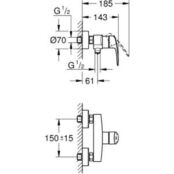 Смеситель для душа Grohe Eurosmart хром (33555003) 33555003 фото 2